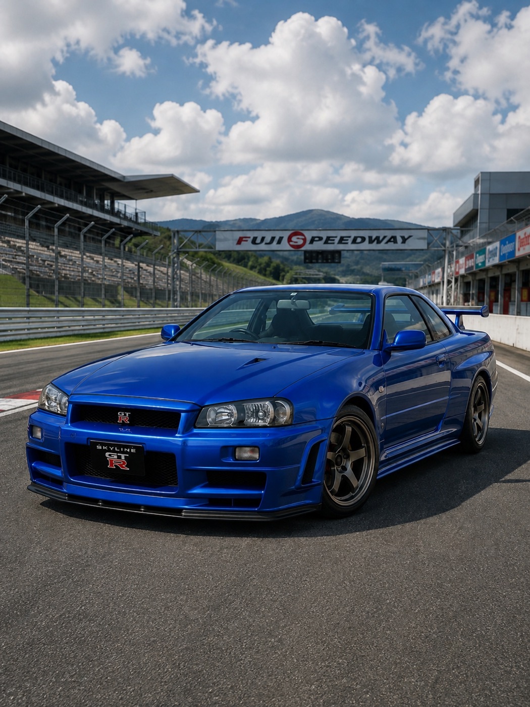 A Metalix metal print of a blue Nissan Skyline GT-R