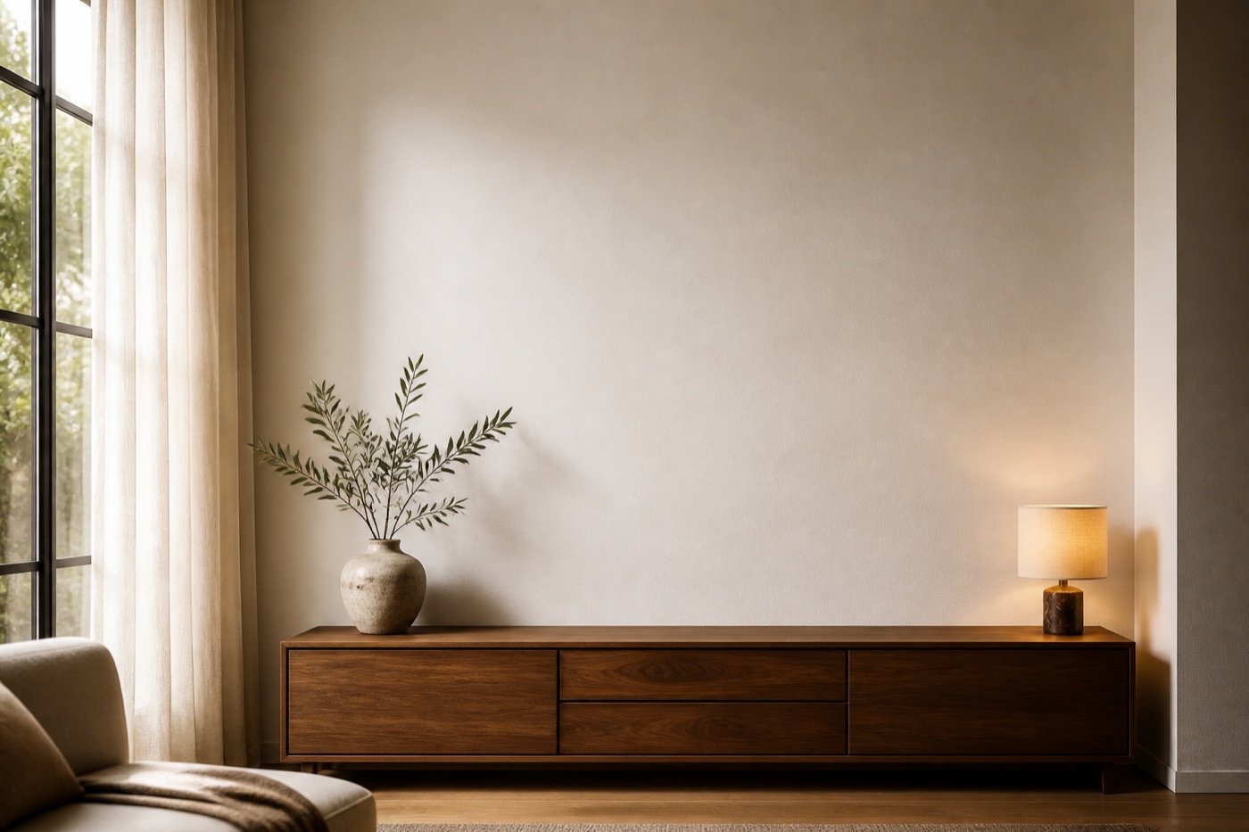 A warm wide apartment wall prepared for a Metalix gallery