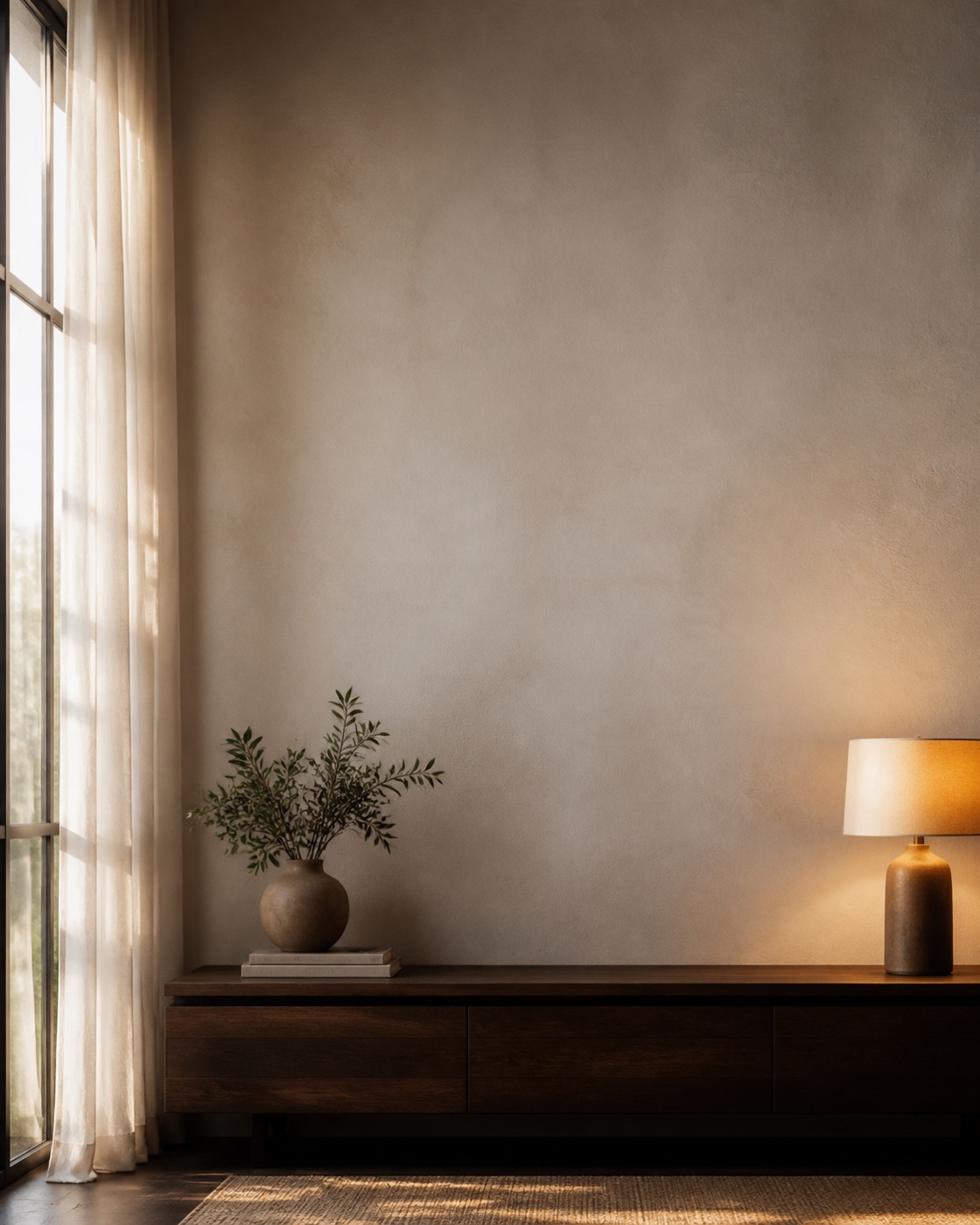 A warm vertical apartment wall prepared for a Metalix gallery